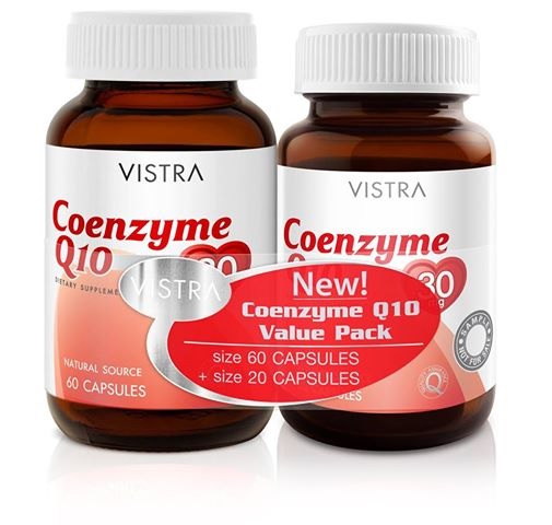 Vistra Coenzyme Q10 Value Pack วิสทร้า โคเอนไซม์คิวเท็น บรรจุ 60 เม็ด