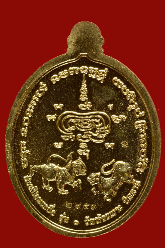 เหรียญพญาครุฑหยุดนาค หลังสิงห์ป้อนเหยื่อ เนื้อชนวนทองทิพย์ 2558
