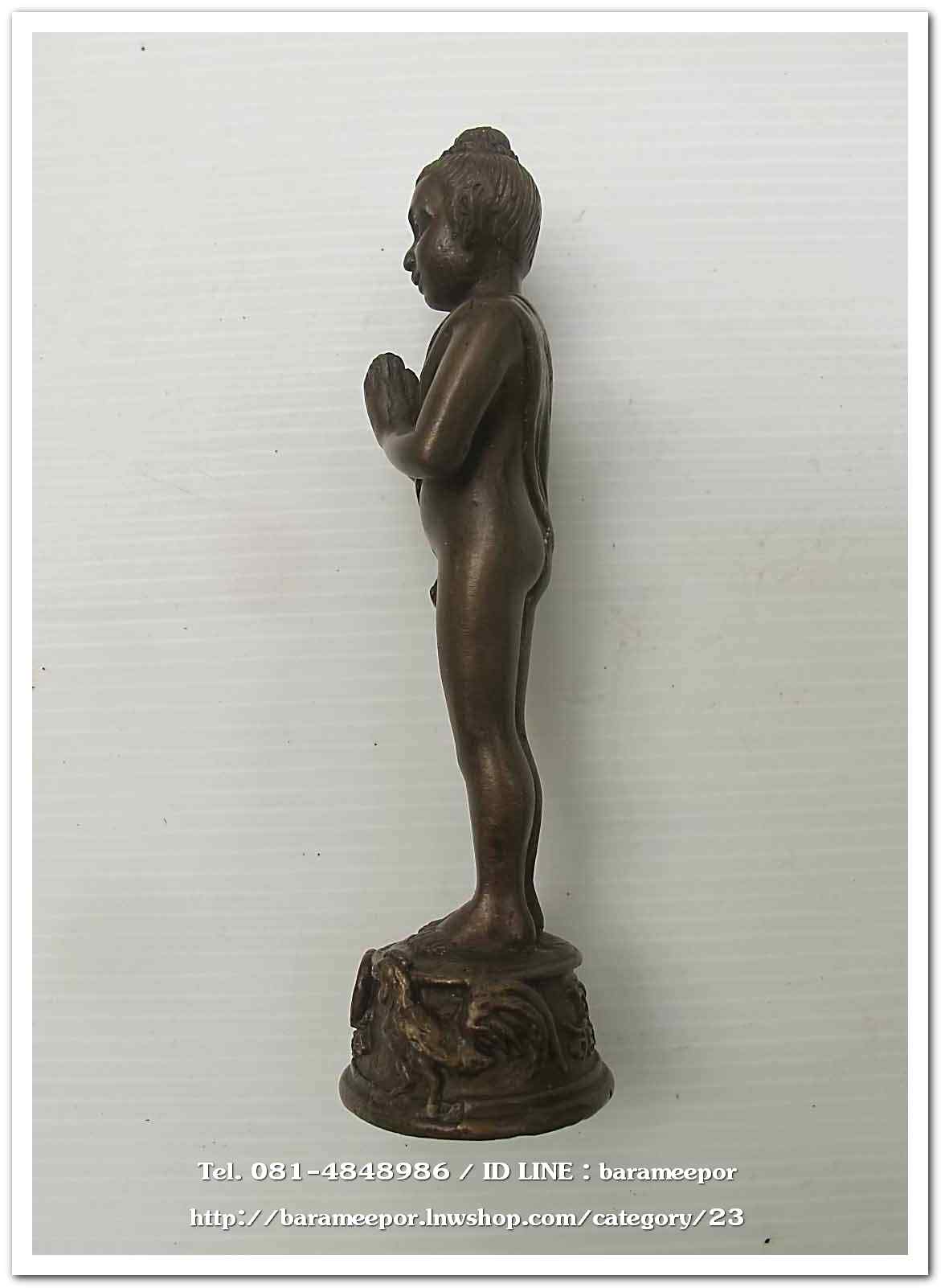 ไอ้ไข่ เด็กวัดเจดีย์ รุ่นสรงน้ำ 63 องค์บูชาโลหะทองแดงรมดำ ขนาด 5 นิ้ว ..2