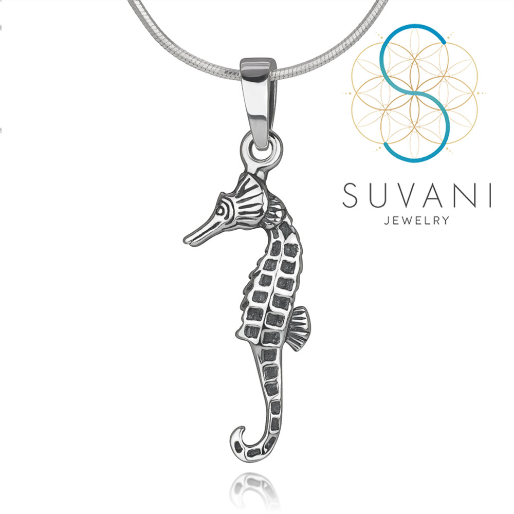 SUVANI เงินแท้ 92.5% จี้ม้าน้ำ จี้พร้อมสร้อยคอ เครื่องประดับเงินแท้