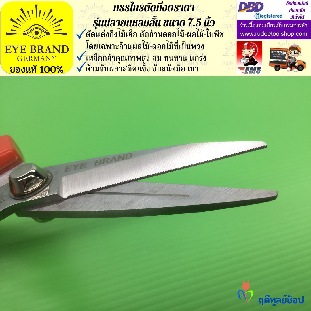 กรรไกรตัดกิ่งปลายแหลมสั้นตราตา EYE BRAND