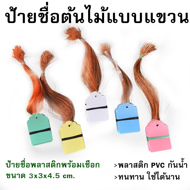 ป้ายชื่อพลาสติก แบบแขวน 3x4.5 cm. มัดละ 100 ชิ้น คละสี