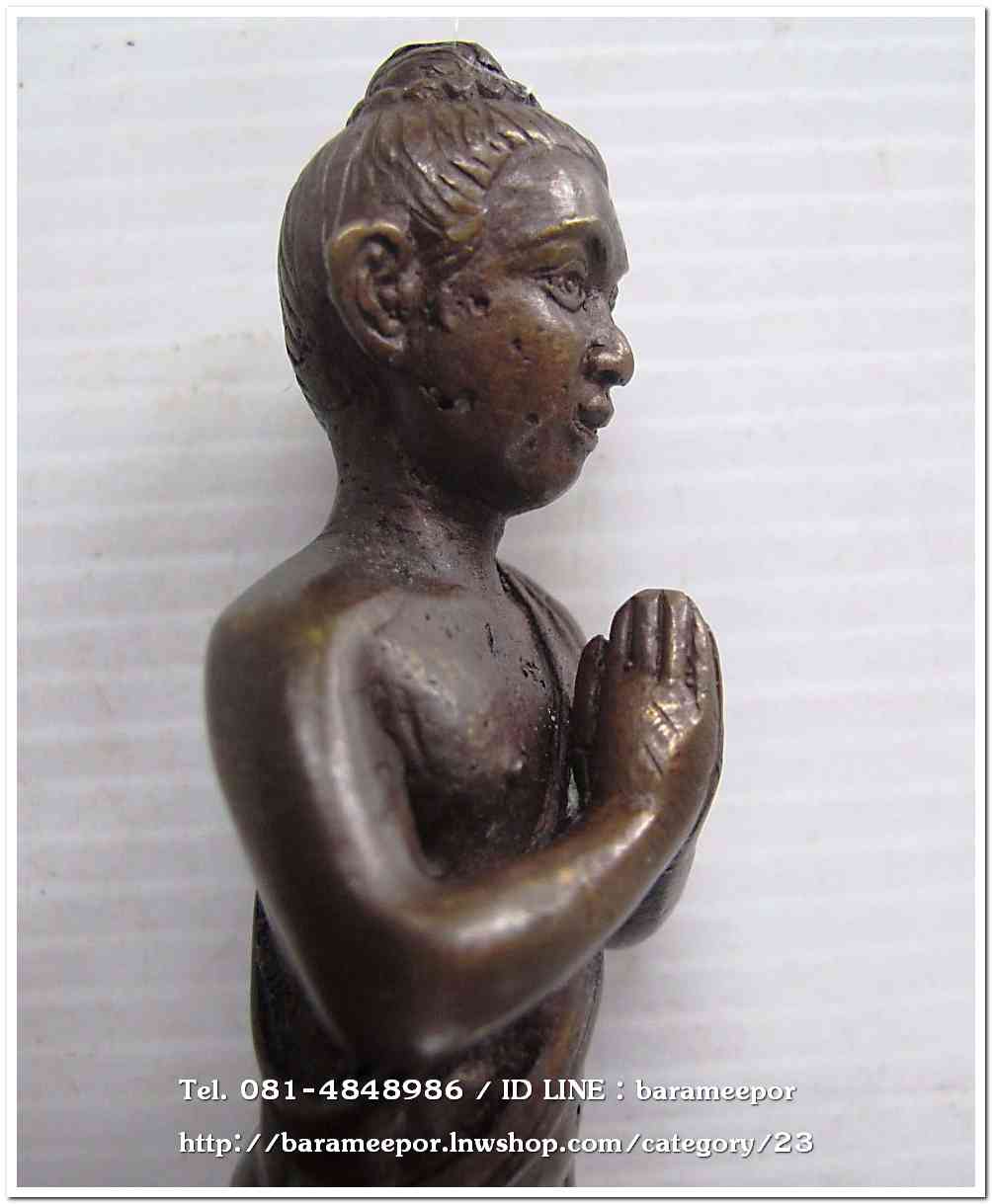 ไอ้ไข่ เด็กวัดเจดีย์ รุ่นสรงน้ำ 63 องค์บูชาโลหะทองแดงรมดำ ขนาด 5 นิ้ว เลขมงคล ๑๖๐๒ รวมกันได้ ๙..1