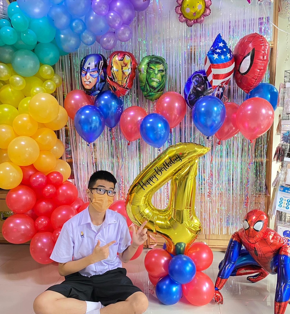 แบคดรอปลูกโป่งวันเกิด ลูกโป่งซุเปอร์ฮีโร่ชุดใหญ่