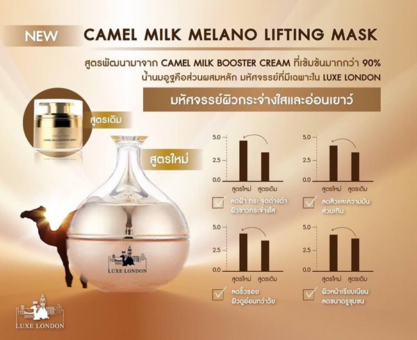 Luxe London Camel Milk Melano Lifting Mask คาเมลมิลค์มิลาโนลิฟติ้งมาส์ก มาร์คหน้านมอูฐ