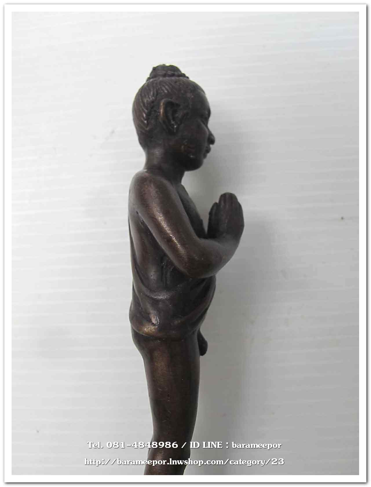 ไอ้ไข่ เด็กวัดเจดีย์ รุ่นสรงน้ำ 63 องค์บูชาโลหะทองแดงรมดำ ขนาด 5 นิ้ว ..2