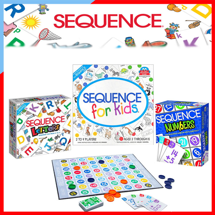 BO251 Sequence Letters & Numbers Board Game - บอร์ดเกม เกมฝึกภาษาอังกฤษ การออกเสียงและ แข่งบวกเลข เกมส์เสริมพัฒนาการ