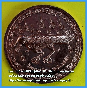 พ่อท่านเอื้อม กตปุญโญ วัดบางเนียน เหรียญกลม ๑๐๑ ปี ๒๕๕๐ หลังสาริกา ขนาด 3.2 ซม. เนื้อทองแดงผิวไฟ