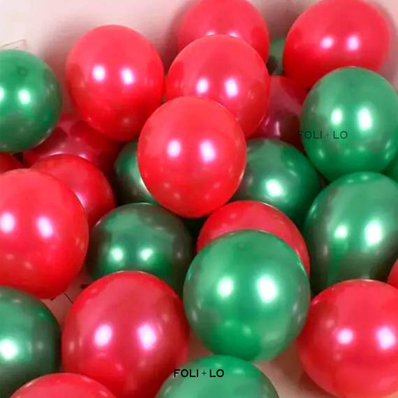 ลูกโป่งคริส์ตมาส-christmas-balloon เขียวแดง 50ใบ