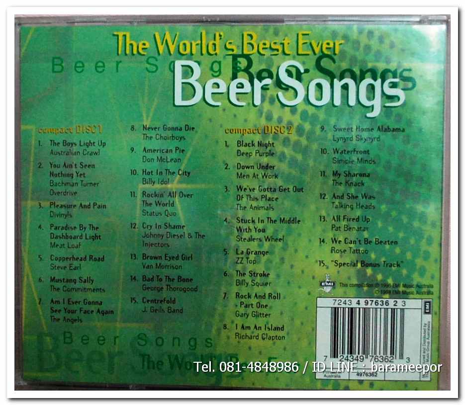 ซีดี. The World's Best Ever Beer Songs แผ่นคู่