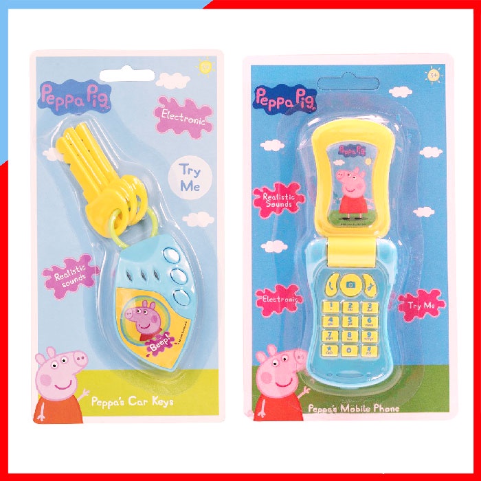 ของแท้ (ทักแชทลด 75฿) PEPPA PIG ของเล่นกุญแจรถ ของเล่นโทรศัพท์ มีเสียงเพลง Peppa Pig Car Keys Flip Phone ของเล่นเด็ก