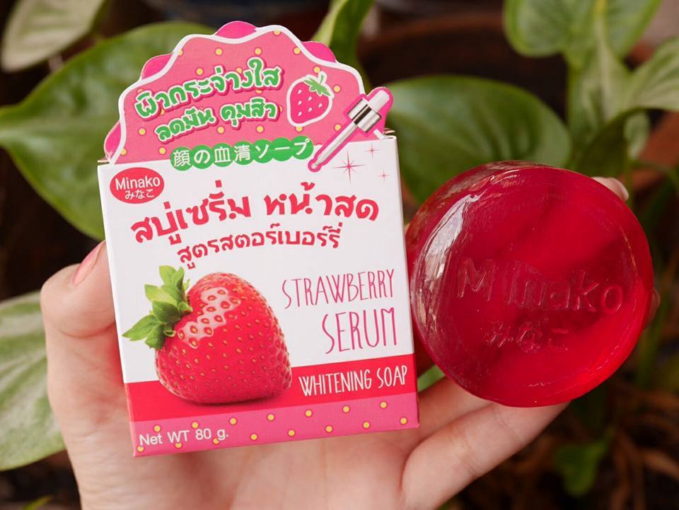 Minako Strawberry Serum Soap สบู่เซรั่มหน้าสด สตรอเบอรี่