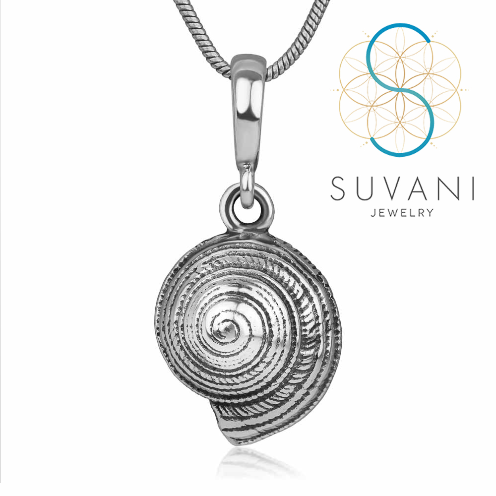 SUVANI เงินแท้ 92.5% จี้เปลือกหอยแบบ 3D จี้พร้อมสร้อยคอ เครื่องประดับเงินแท้