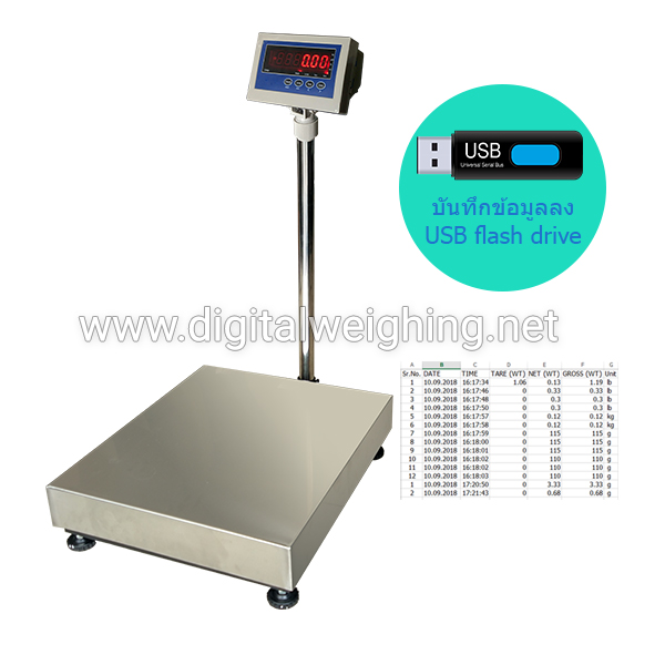 เครื่องชั่งบันทึกข้อมูลลงแฟลชไดร์ฟ ชั่งเก็บข้อมูล ดูรายงาน รุ่น 819U