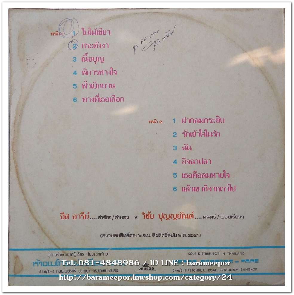 เศรษฐา ศิระฉายา คอรัส ชุด ใบไม้เขียว ผลงานเพลง อีส อารีย์ ดนตรี/เรียบเรียงเสียงประสานโดย วิชัย ปุญญยัณต์