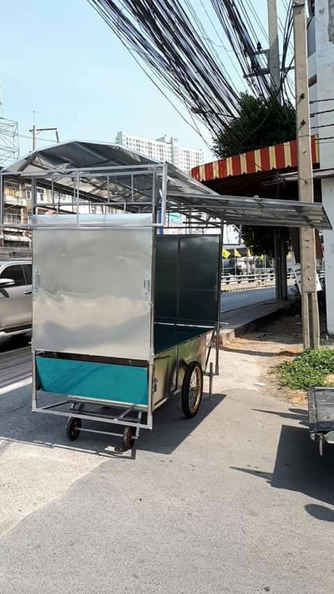 รถเข็นขายอาหาร80x160มีหลังคามีโครงป้าย3ด้านมีฝาปิด4ด้าน ราคา14000บาท