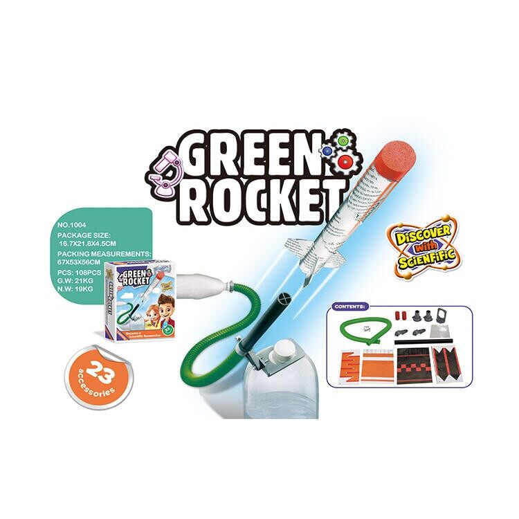 VB063 Green rocket ชุดทดลองวิทยาศาสตร์ ของเล่น DIY การทดลองจรวดขวดน้ำ