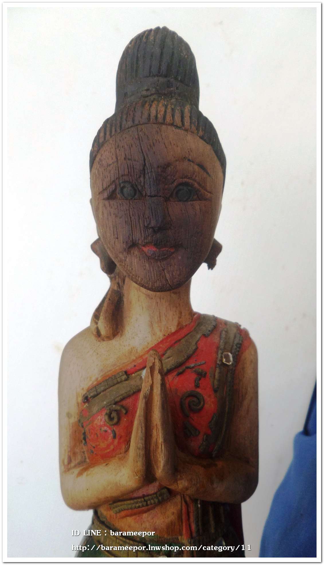 ตุ๊กตาไม้เก่า ลงสี ขนาดสูง 22 นิ้ว สภาพสวย เดิมๆ