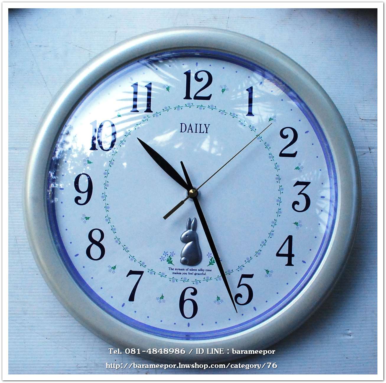 นาฬิกากลมสีขาว แขวนผนัง DAILY น้องกระต่าย ขนาด 13 นิ้ว ใช้งานได้ปรกติ