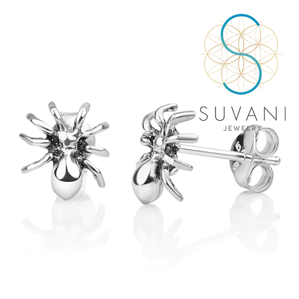 SUVANI เงินแท้ 92.5% ต่างหูแมงมุม สุดน่ารัก ต่างหูปักก้าน เครื่องประดับเงินแท้