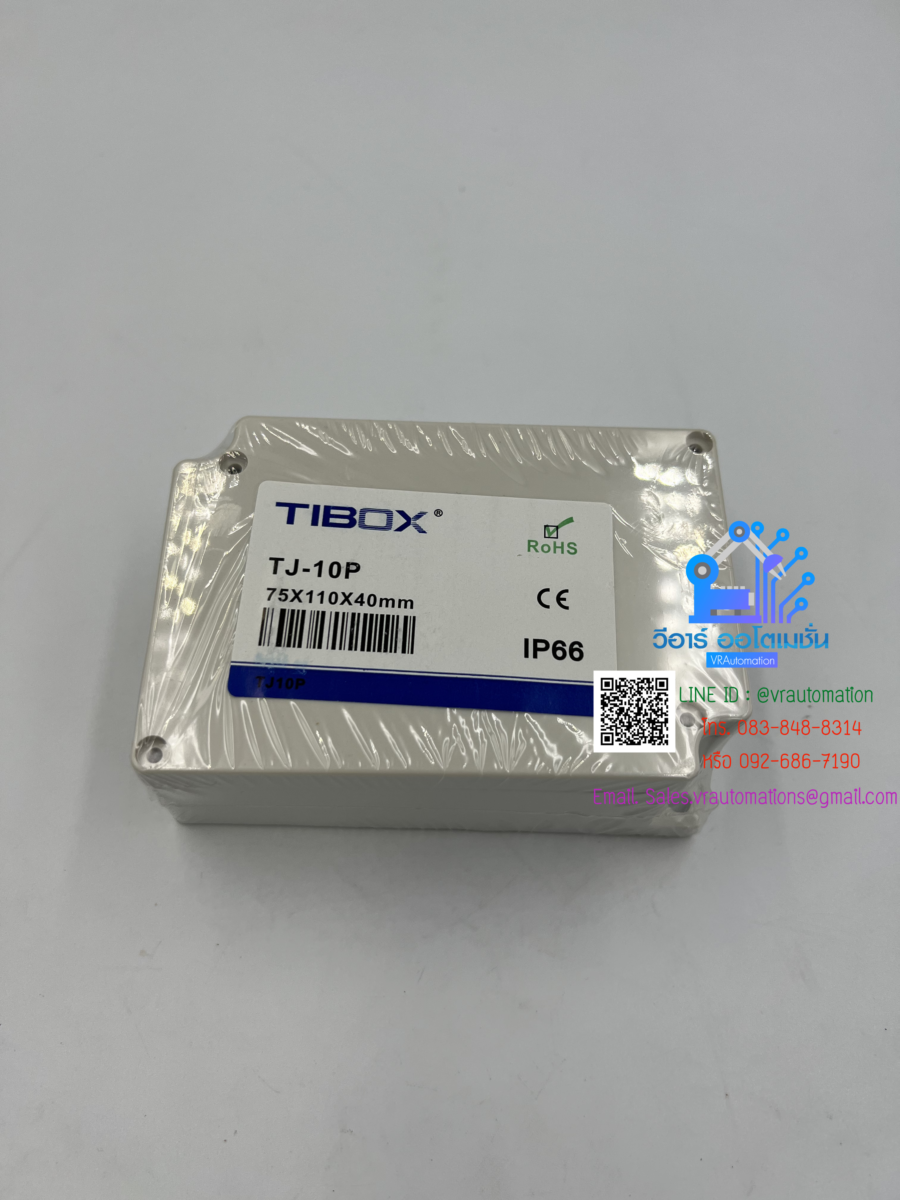 TIBOX TJ-10P กล่องพลาสติก พร้อมเทอร์มินอลบล็อก 10Pole 10A Size : 110x75x40 mm.