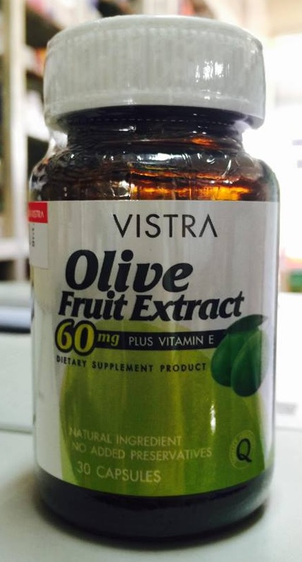 Vistra Olive Fruit Extract 60 mg. Plus Vitamin E บรรจุ 30 แคปซูล