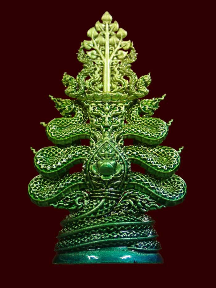 พระกริ่งพุทธศิลป์มุจลินท์นาคราชโพธิสักการ ปี 2563 (พระประจำวันเสาร์) *เป็นรุ่นแรก จากงานจิตรกรรม สู่งานประติมากรรม ศิลปะแห่งสีสัน* เนื้อทองบรอนซ์ไล่ระดับฟ้าเขียว Gold Bronze Gradient Light Blue-Green (รายการที่ 1.3 แยกชุดกรรมการใหญ่ ) หมายเลข 10 (พระสร้าง