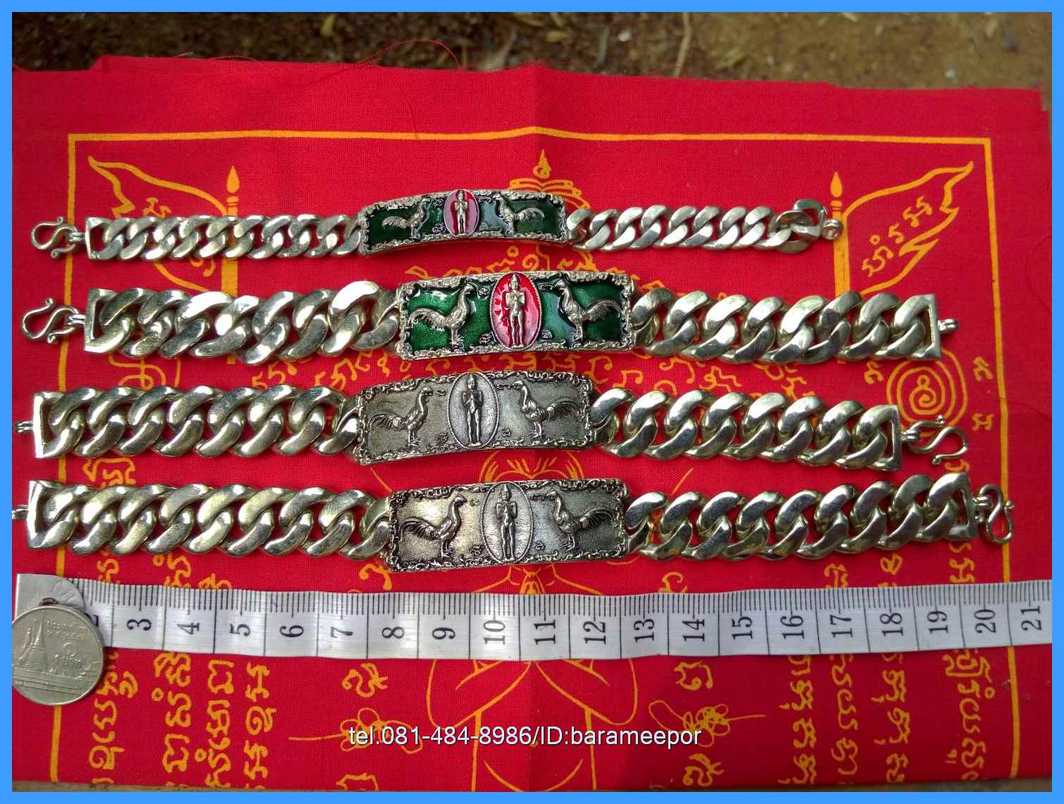 เลสข้อมือผู้ชาย เนื้อซิลเวอร์พลัส แบบยาว 18.5 ซม.ไอ้ไข่ วัดเจดีย์ รุ่นที่ระลึกกฐิน ๕๙