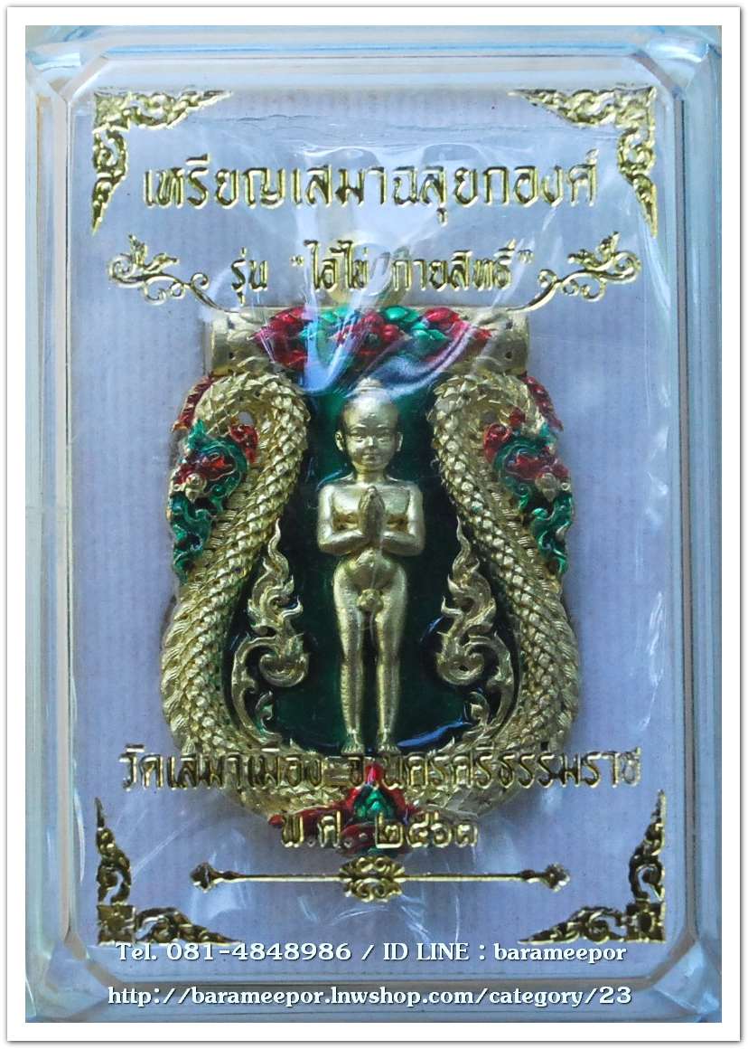 ไอ้ไข่ รุ่น ไอ้ไข่ กายสิทธิ์ เศรษฐีโคตรโคตร เหรียญเสมาฉลุยกองค์ หลังราหู เนื้อทองระฆังสองหน้า ลงยาเขียว ออกวัดเสมาเมือง