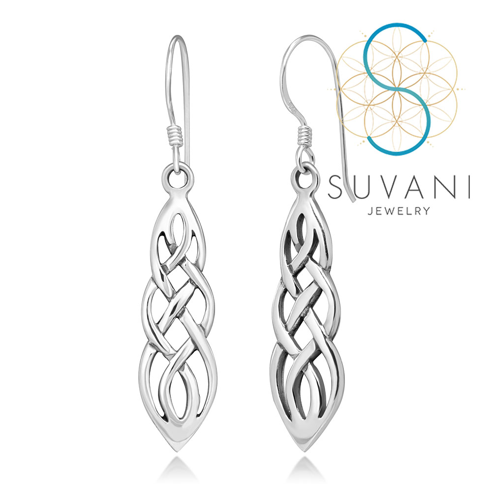 SUVANI เงินแท้ 92.5% ต่างหูลายเซลติก ต่างหูห้อย เครื่องประดับเงินแท้