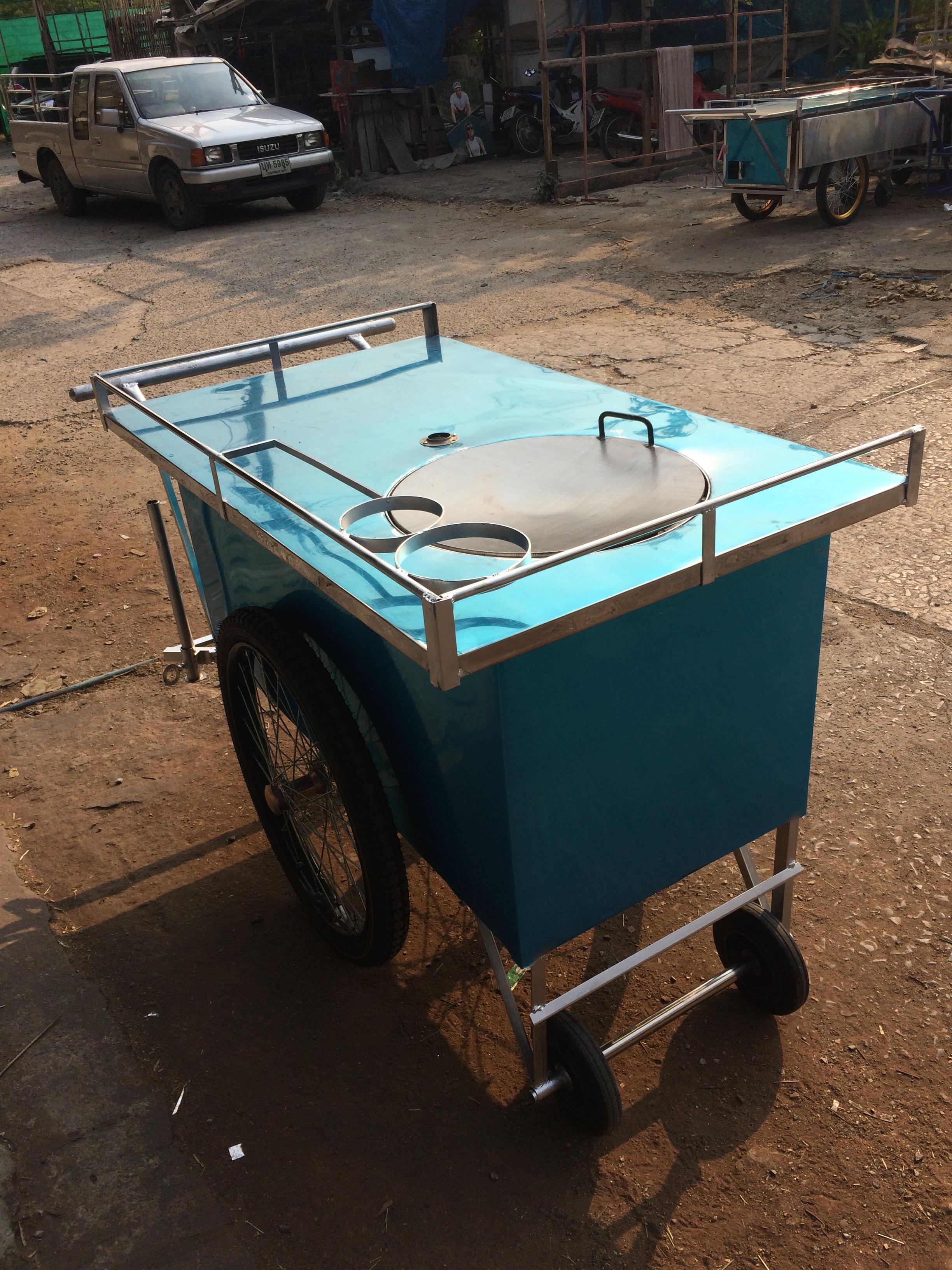 รถเข็นขายโรตี รถเข็นขนาด75x130ซม.บนแผ่นแสตนเลส