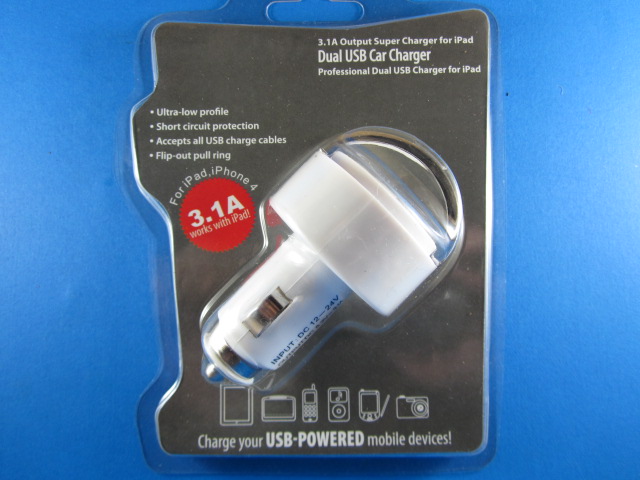 แปลงไฟรถยนต์เป็น 2 USB 3.1A (Dual USB car Charger) แผงพลาสติก