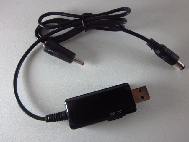 สายแปลงไฟUSB 5V เป็น9Vหรือ12V DC 5.5*5.5*2.1 พร้อมหัวแปลง3.5x1.3 ยาว 0.8M