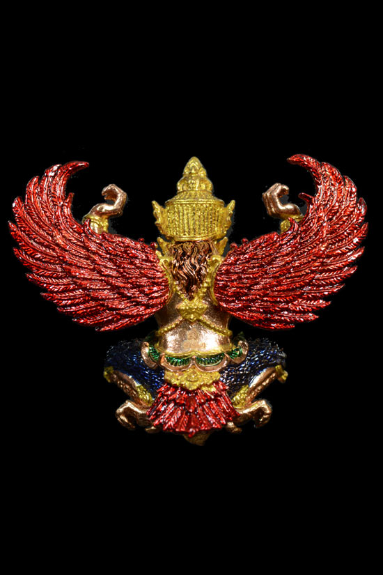 พญาครุฑ รุ่น กิตติคุโณ90 เนื้อทองแดงลงยาราชาวดี ปีกสีแดง