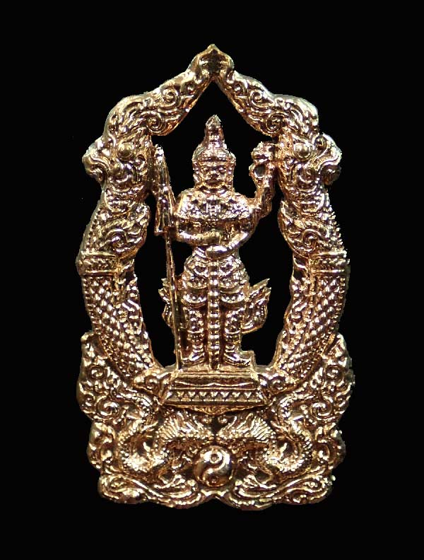 ท้าวเวสสุวรรณตรีพระเพลา (2 หน้า) ปี 2555 รุ่นรวย เฮง สยบมหาอุทกภัย เนื้อทองแดง