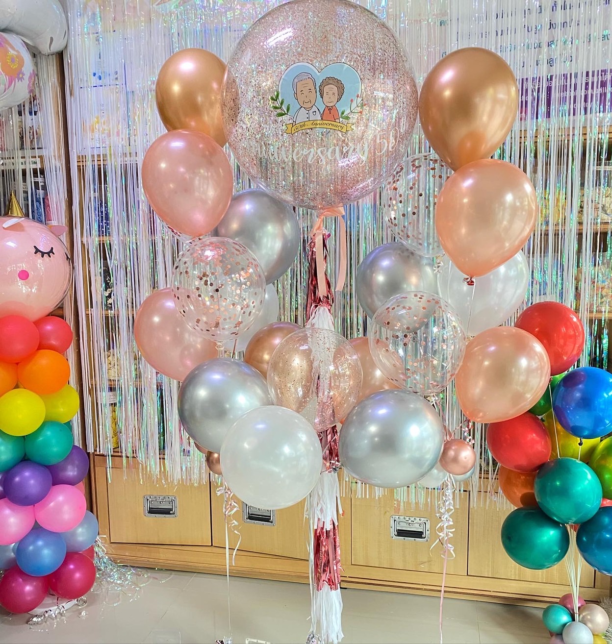 ลูกโป่งใส่หน้าคน ยกเซต ลูกโป่งโลโก้ เปลี่ยนข้อความได้ค่า