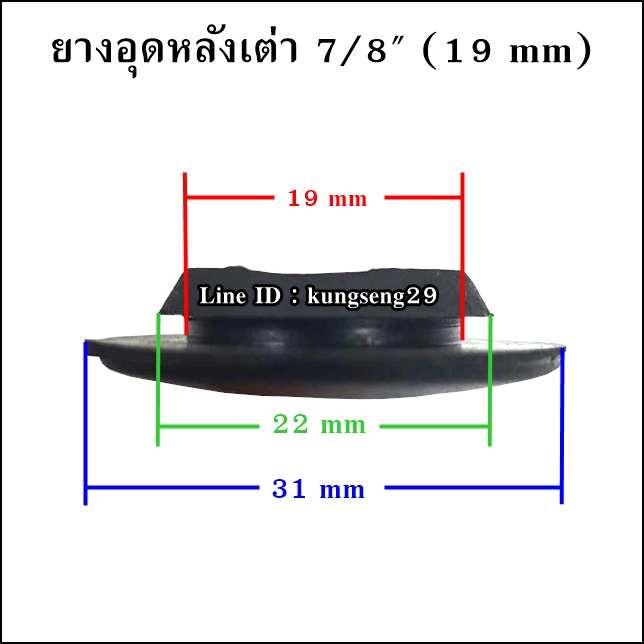 ยางอุดรูหลังเต่า 7/8" (19 mm)