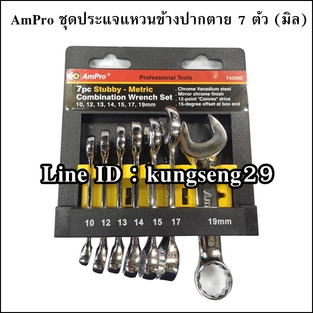 AmPro ชุดประแจแหวนข้างปากตาย 7 ตัว (มิล)