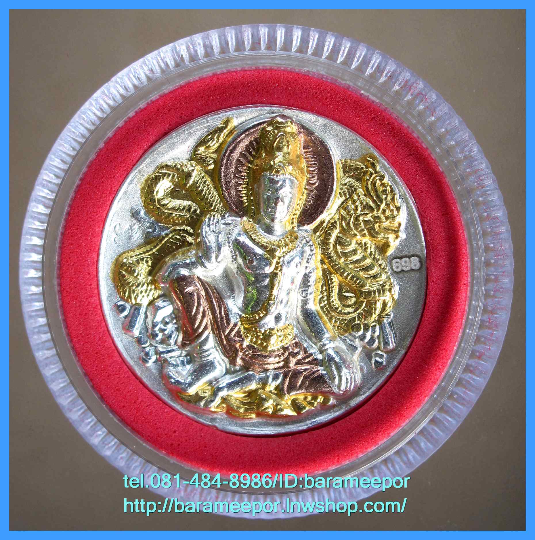 จตุคามรามเทพ รุ่น “ทรัพย์หมื่นล้าน” อ.วราห์ ปุญญวโร วัดโพธิ์ทอง เหรียญเนื้อเงิน 3K ขนาด 3.2 ซม.