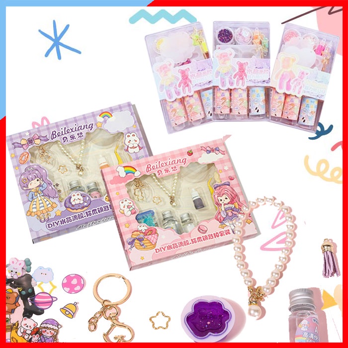 DI090 ของเล่น DIY ชุดทำเครื่องประดับ พวงกุญแจเรซิ่น ชุดทำเรซิ่น DIY ชุดประดิษฐ์พวงกุญแจ ชุดประดิษฐ์สร้อยข้อมือ เรซิ่น