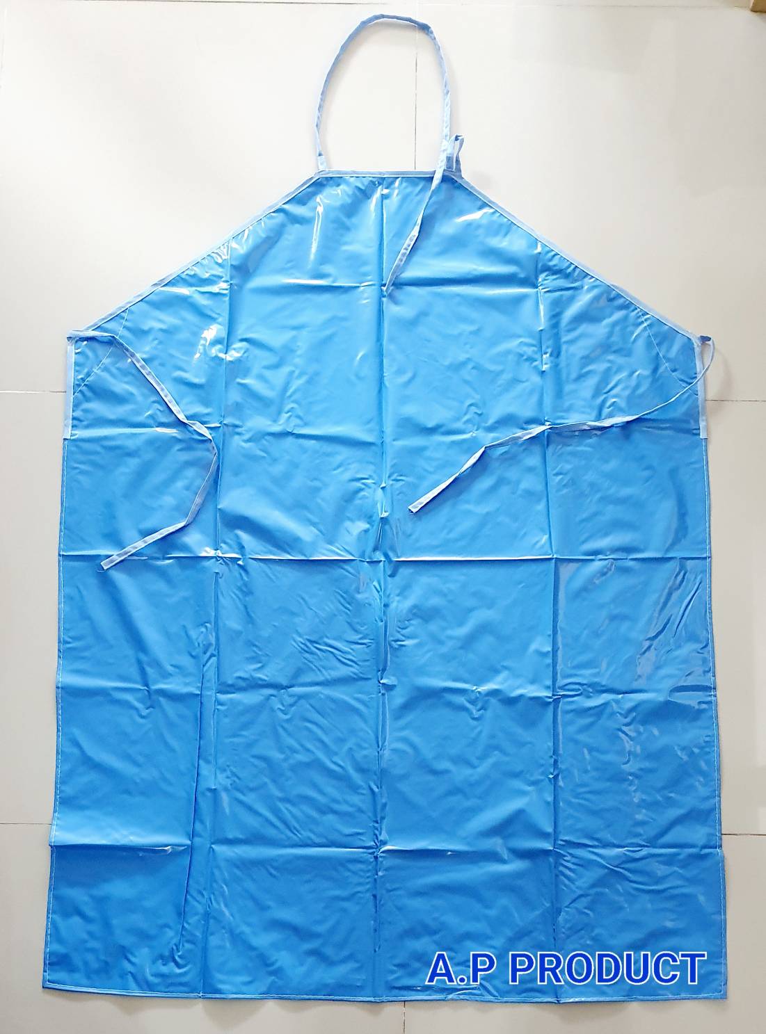 เอี๊ยมกันเปื้อน PVC สีฟ้า