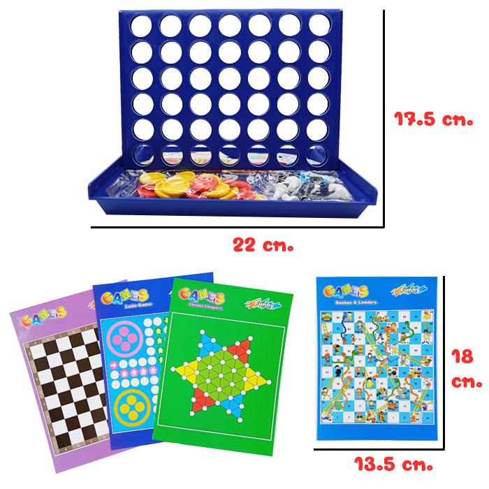 BO085-ST60 6 in 1 สุดคุ้ม พร้อม เกมบันไดงู 4 in line bingo เกมส์ หยอดเหรียญ บิงโก หมากฮอส หมากรุก หมากรุกจีน ludo