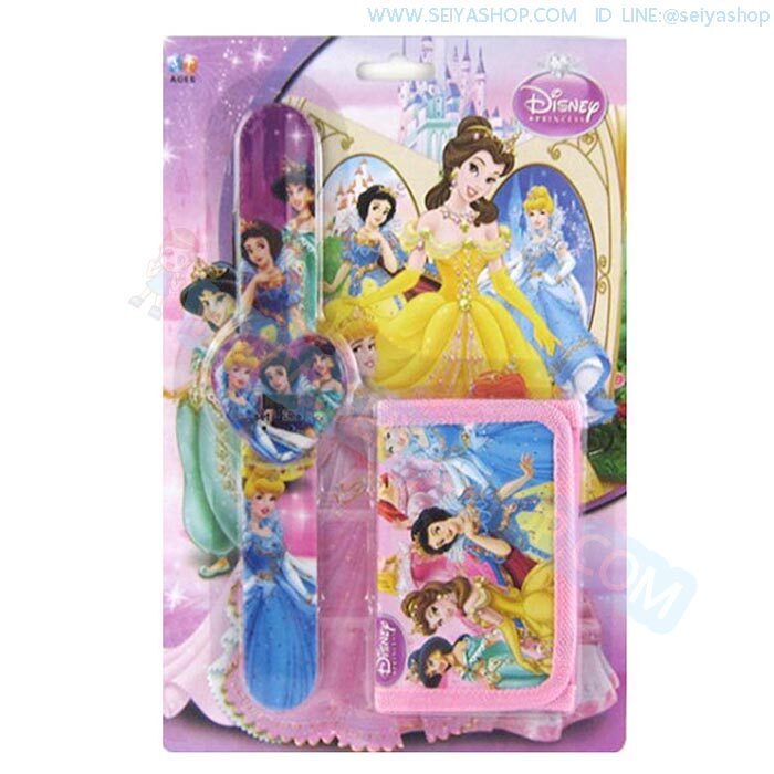 DS009-CH40 กระเป๋าตังค์ + ชุดนาฬิกา Disney - เจ้าหญิงดิสนีย์ (คละแบบ)