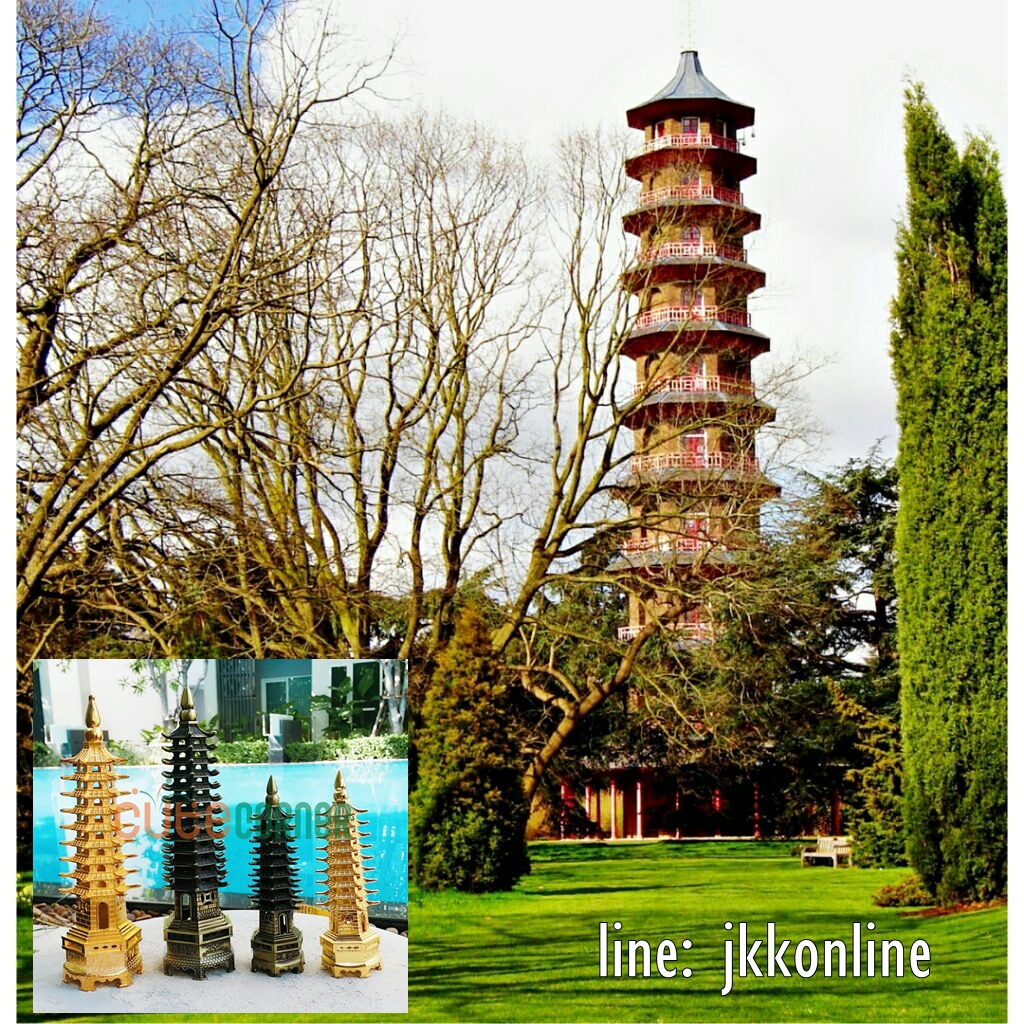 01711-โมเดลเจดีย์เหวินชาง 25 ซม สีทองเหลืองรมดำ - ฟรีค่าส่ง