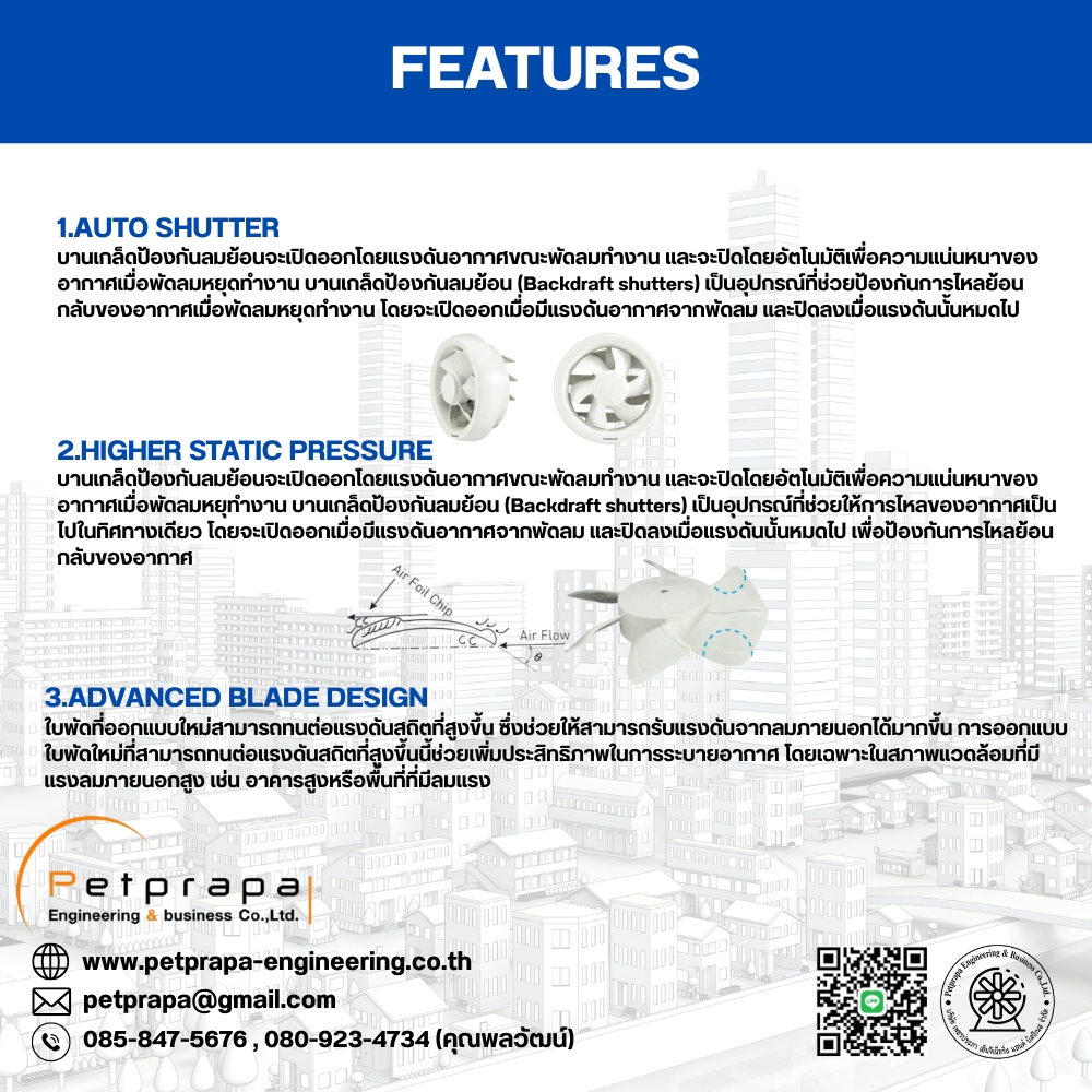 พัดลมระบายอากาศพานาโซนิคแบบติดกระจก Type FV-20WAT2 Window Mount Type