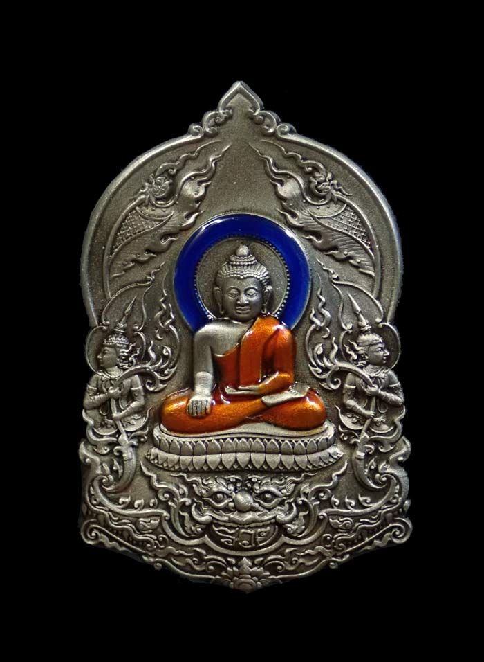 หลวงพ่อสำเร็จศักดิ์สิทธิ์ อ.หนองแค จ.สระบุรี รุ่นธงชัยรวยพันล้าน ปี 2564 เนื้ออัลปาก้าซาตินลงยาจีวร หมายเลข 1323