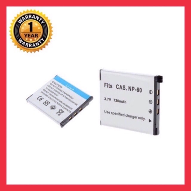แบตเตอรี่ คาสิโอ NP-60/Casio Battery NP-60 แบตเตอรี่กล้อง Casio NP-60 CNP60 Battery แบตคาสิโอ สำหรับกล้อง Casio Exilim EX-S10, EX-Z80, EX-Z9,
