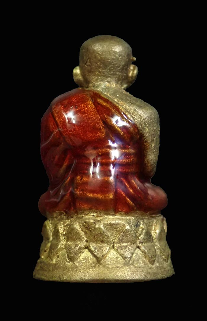 รูปหล่อลอยองค์หลวงปู่ทวด พิมพ์บัวรอบ วัดทรายขาว ปัตตานี รุ่นนิรันตราย ปี 2558 เนื้อชนวนลงยาจีวร หมายเลข 868