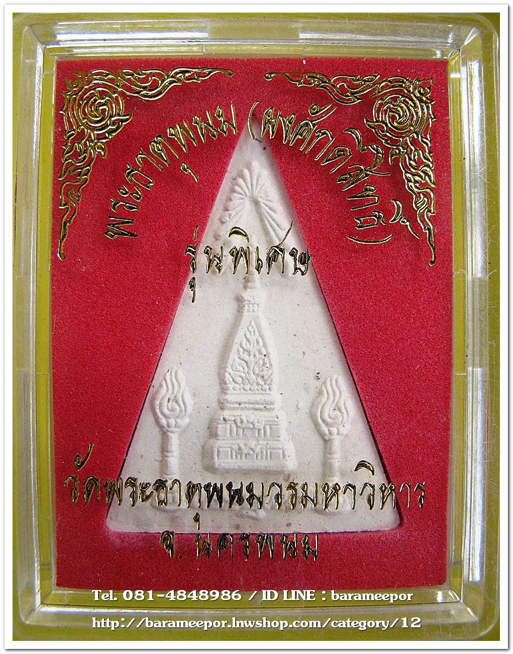 พระธาตุพนม(ผงศักดิ์สิทธิ์) รุ่นพิเศษ วัดพระธาตุพนมวรมหาวิหาร จ.นครพนม พิมพ์พระธาตุสามเหลี่ยม เนื้อว่านผง