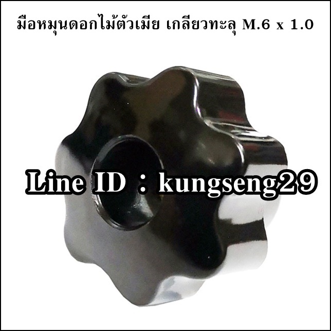 มือหมุนดอกไม้เจ็ดแฉก ตัวเมีย ทะลุ M.6 x 1.0 (หัว 30 mm)